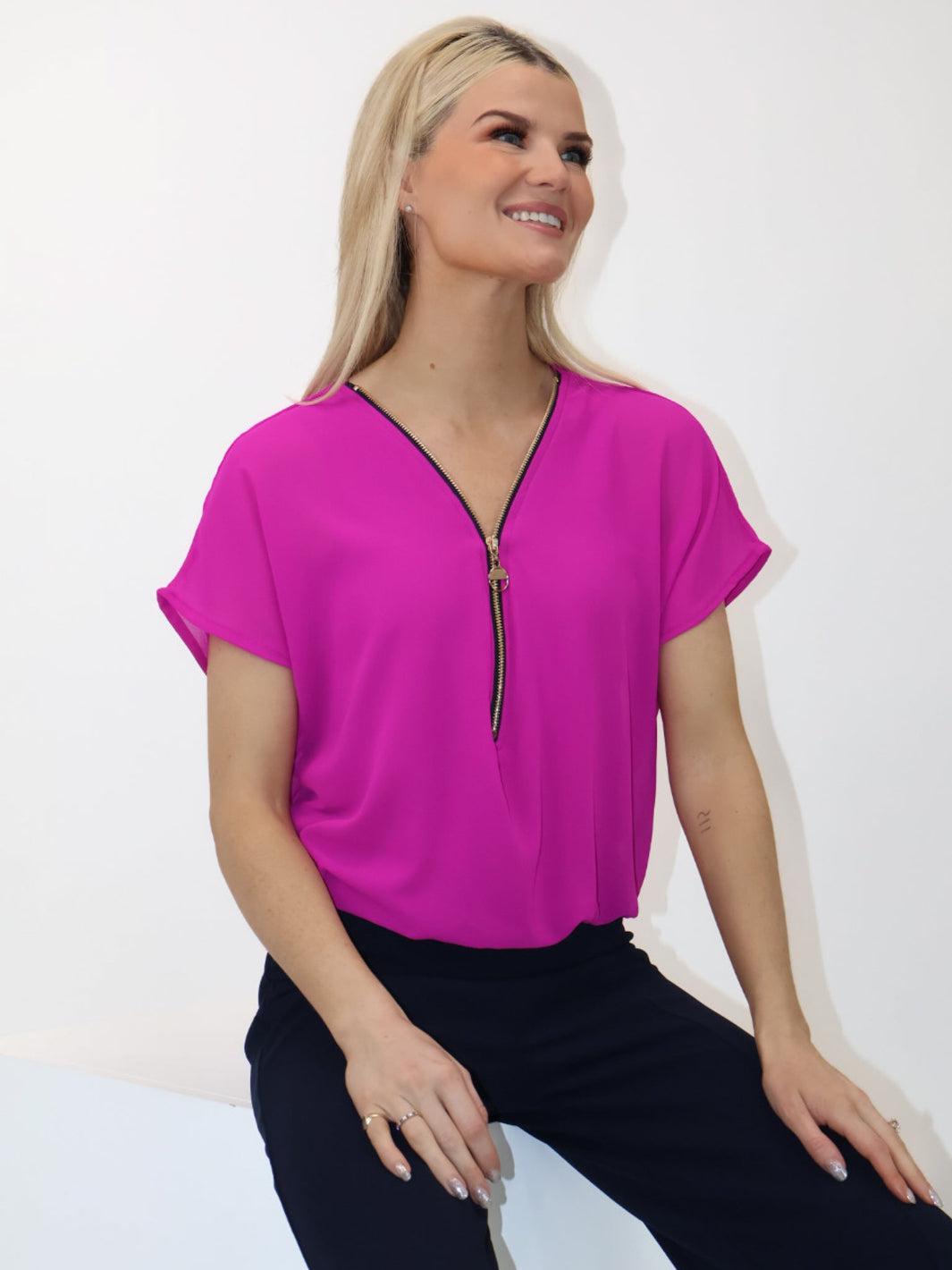 Kate & Pippa Eva Zip Top In Magenta-Kate & Pippa