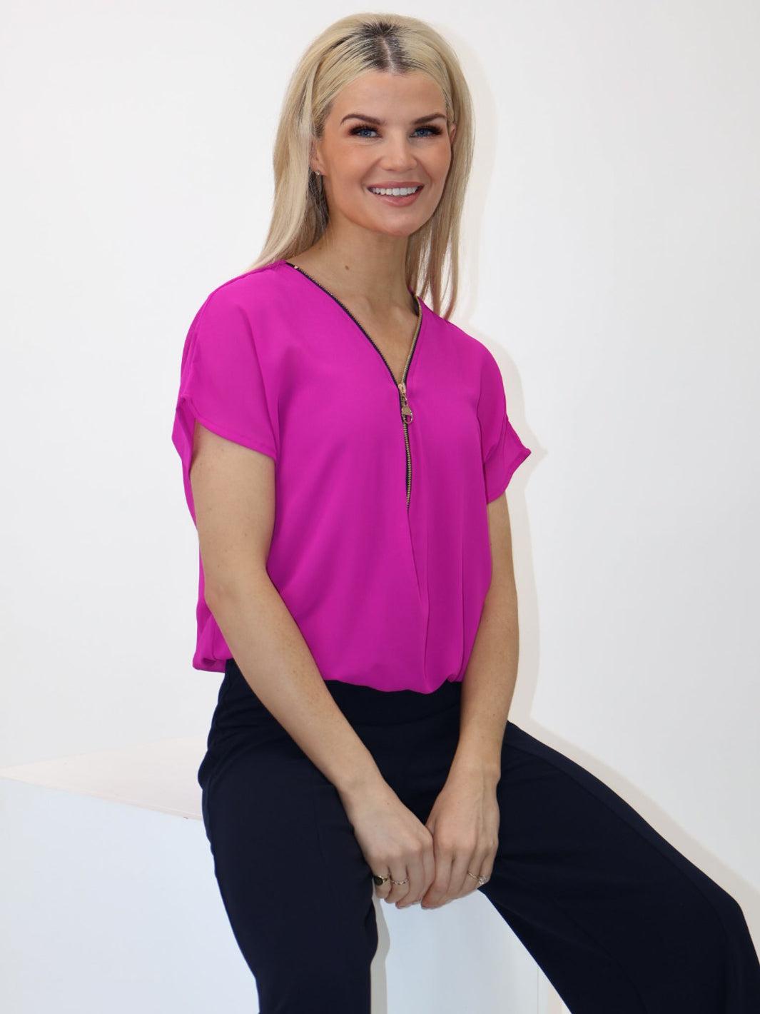 Kate & Pippa Eva Zip Top In Magenta-Kate & Pippa