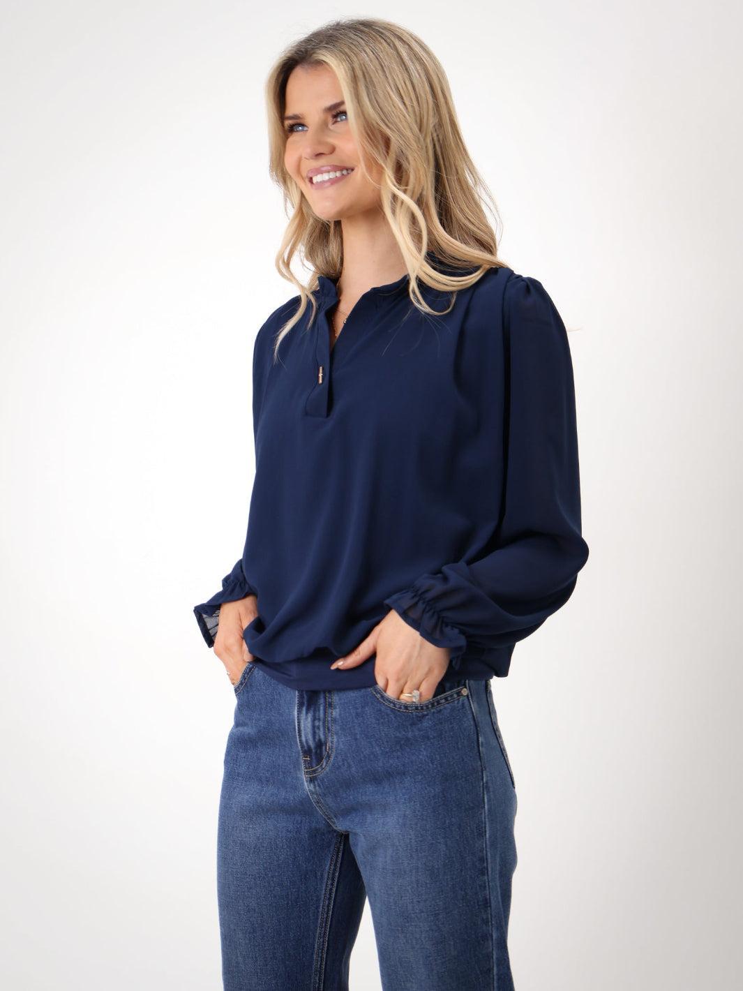 Kate & Pippa Fia Top In Navy-Kate & Pippa Autumn/Winter Ladies Clothing