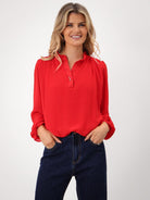 Kate & Pippa Fia Top In Red-Kate & Pippa Autumn/Winter Ladies Clothing