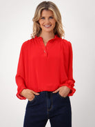 Kate & Pippa Fia Top In Red-Kate & Pippa Autumn/Winter Ladies Clothing