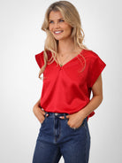 Kate & Pippa Freya Top In Red-Kate & Pippa Autumn/Winter Ladies Clothing