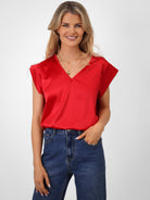 Kate & Pippa Freya Top In Red-Kate & Pippa Autumn/Winter Ladies Clothing