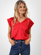 Kate & Pippa Freya Top In Red-Kate & Pippa Autumn/Winter Ladies Clothing