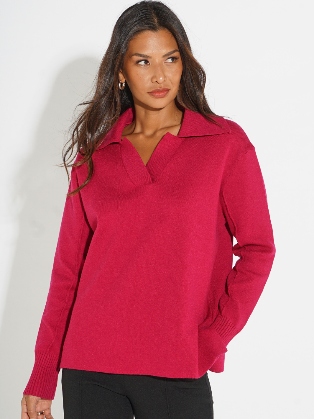 Kate & Pippa Jesse Knit Jumper In Raspberry-Kate & Pippa