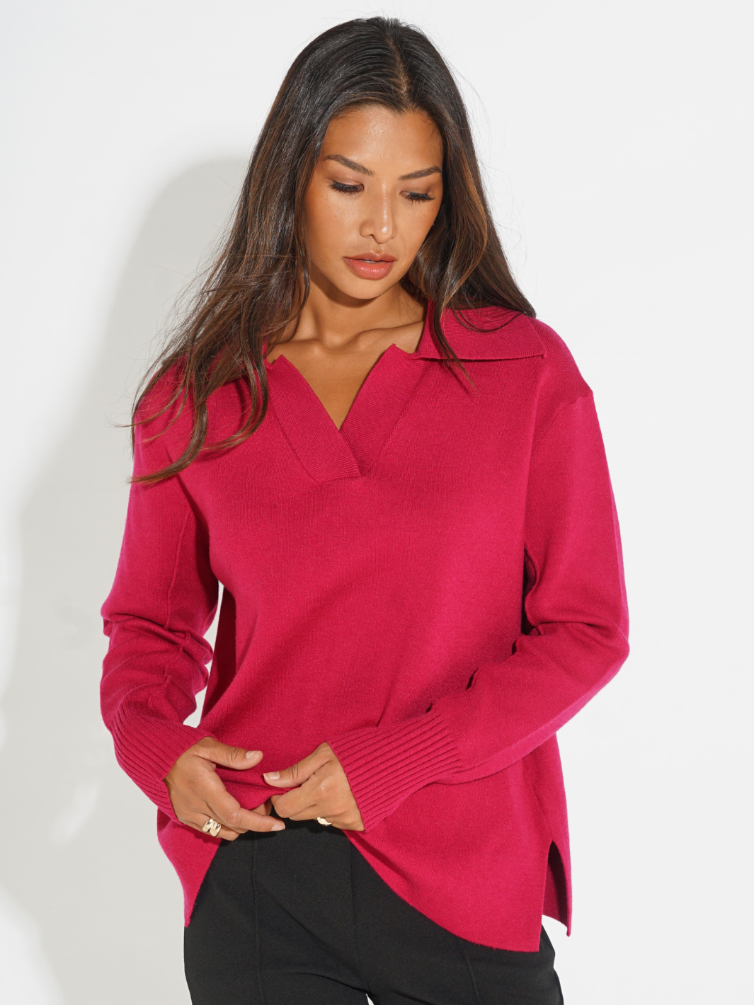 Kate & Pippa Jesse Knit Jumper In Raspberry-Kate & Pippa
