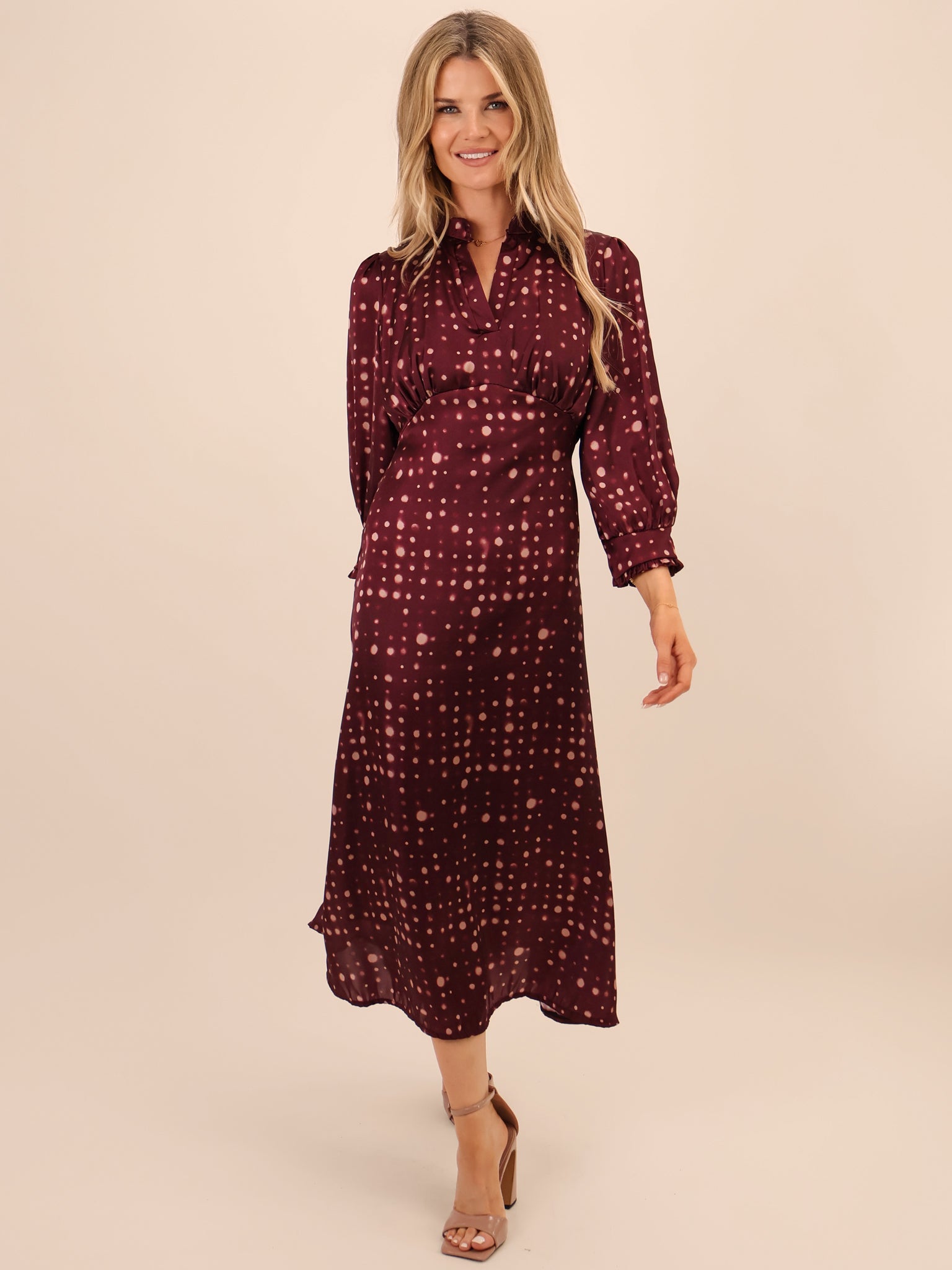 Kate & Pippa Kimber Midi Dress In Burgundy-Kate & Pippa