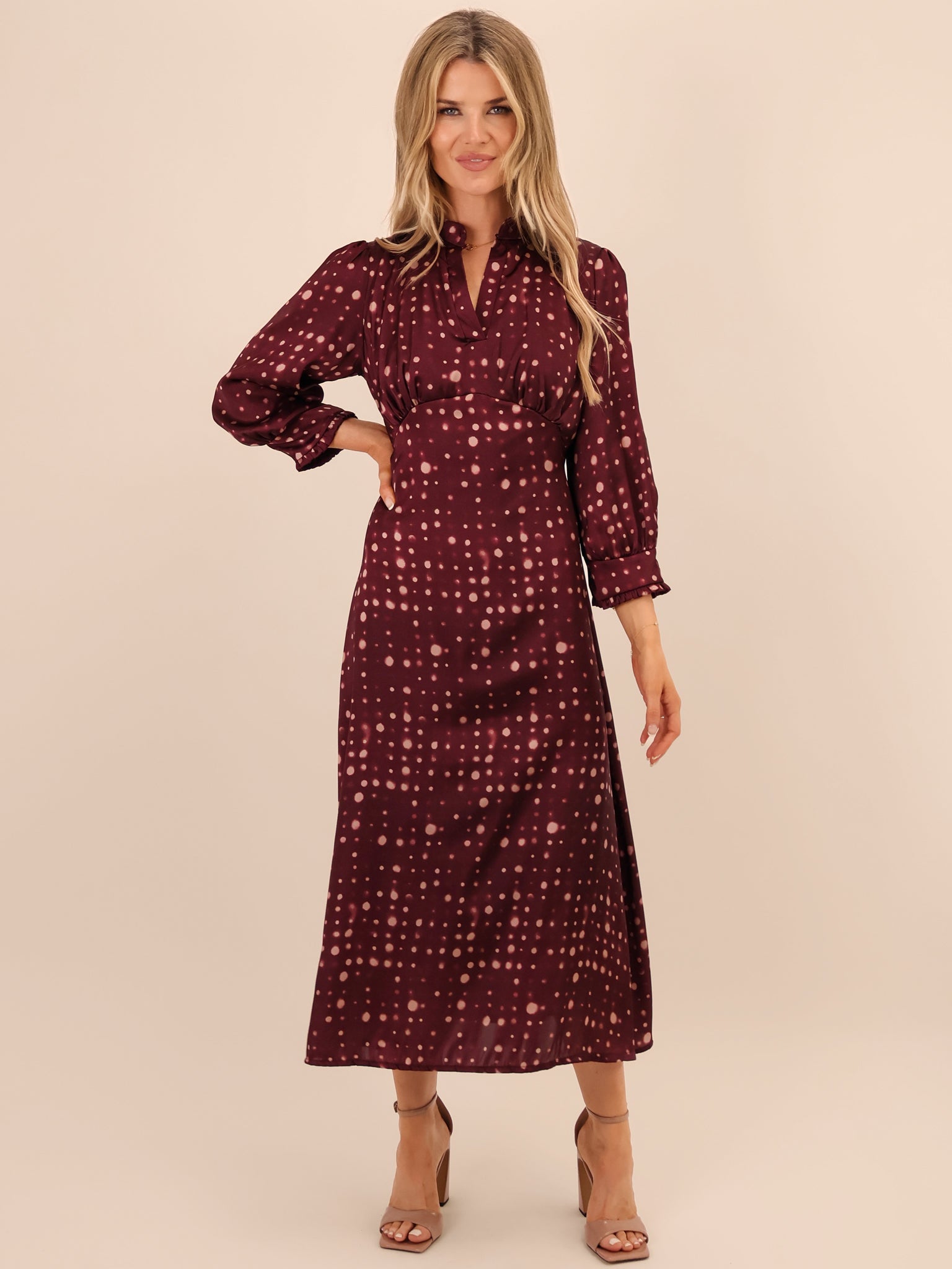 Kate & Pippa Kimber Midi Dress In Burgundy-Kate & Pippa