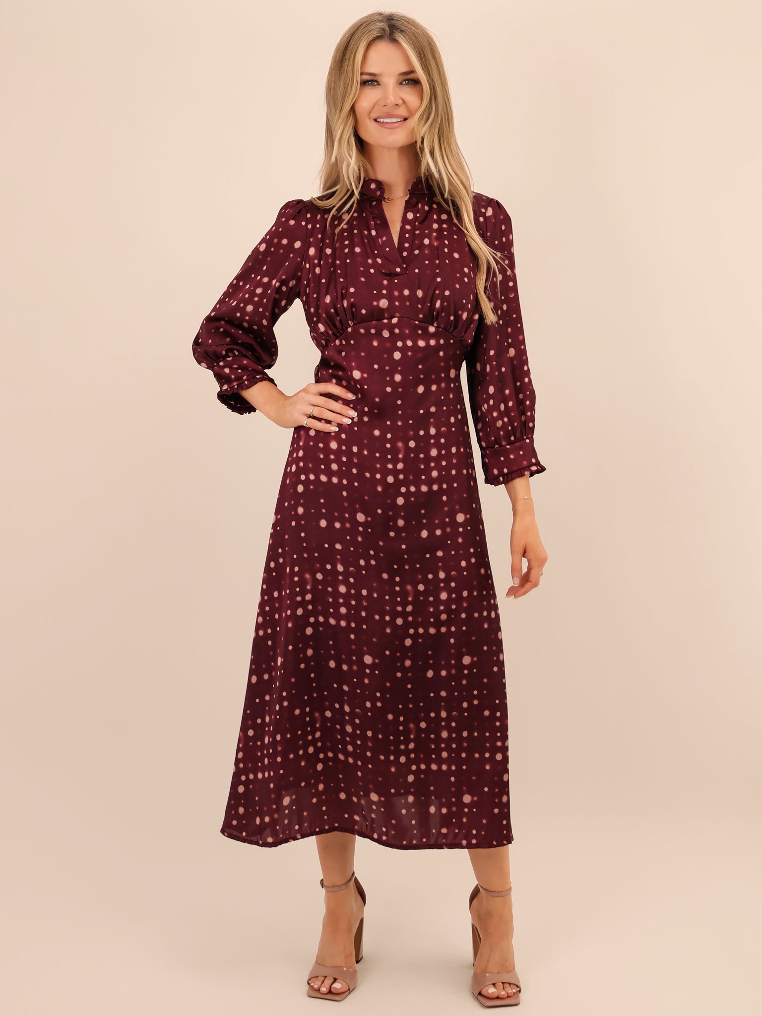 Kate & Pippa Kimber Midi Dress In Burgundy-Kate & Pippa
