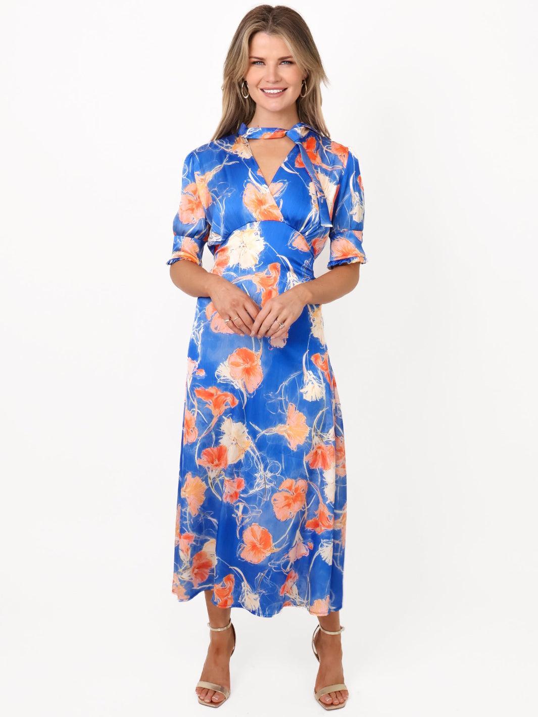 Kate & Pippa Kimber Midi Dress in Blue-Kate & Pippa