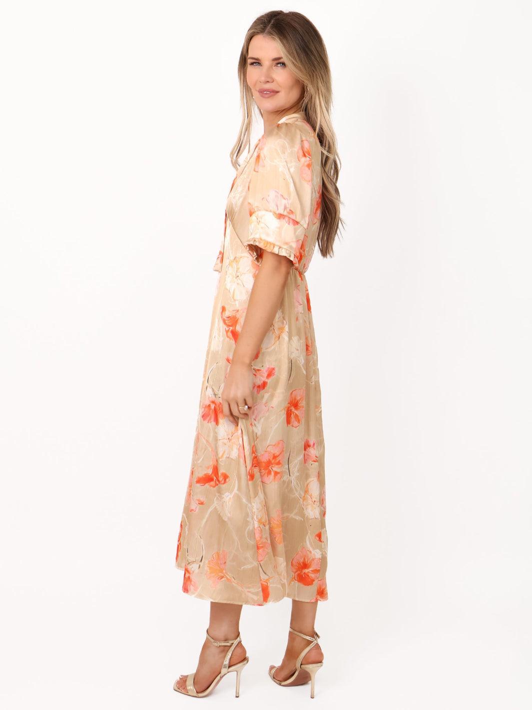 Kate & Pippa Kimber Midi Dress in Champagne-Kate & Pippa