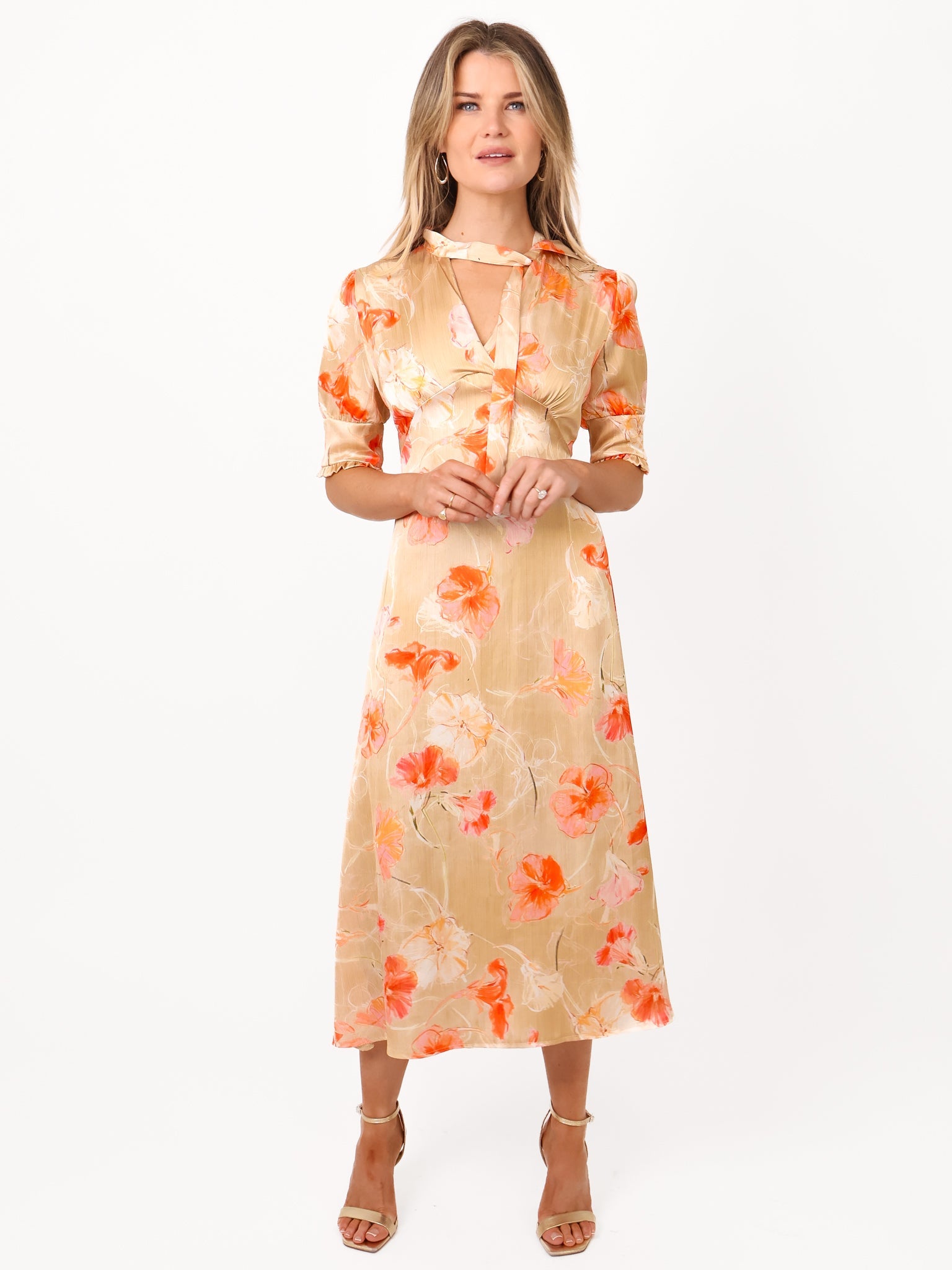 Kate & Pippa Kimber Midi Dress in Champagne-Kate & Pippa