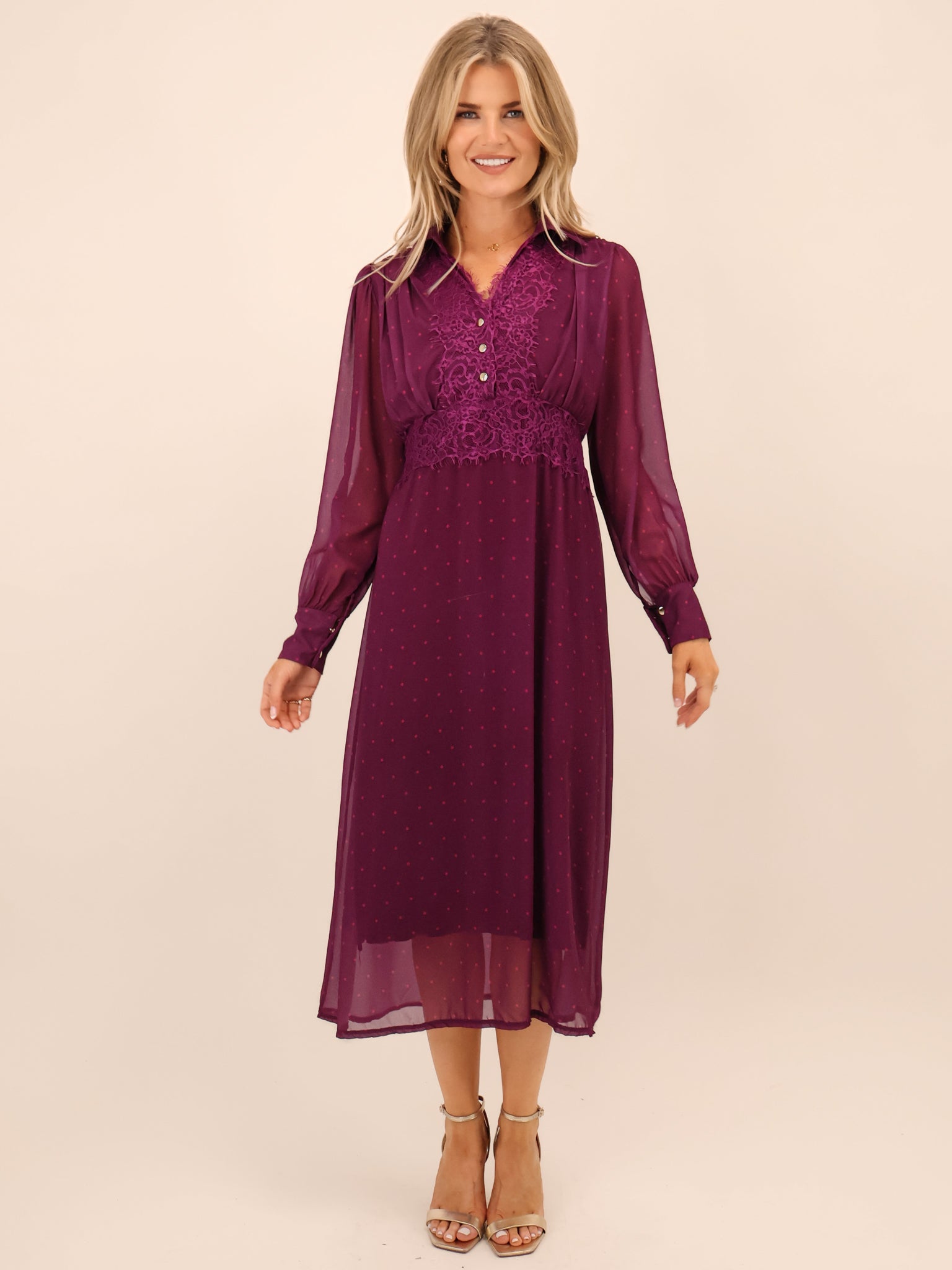 Kate & Pippa Kimi Midi Dress In Magenta-Kate & Pippa