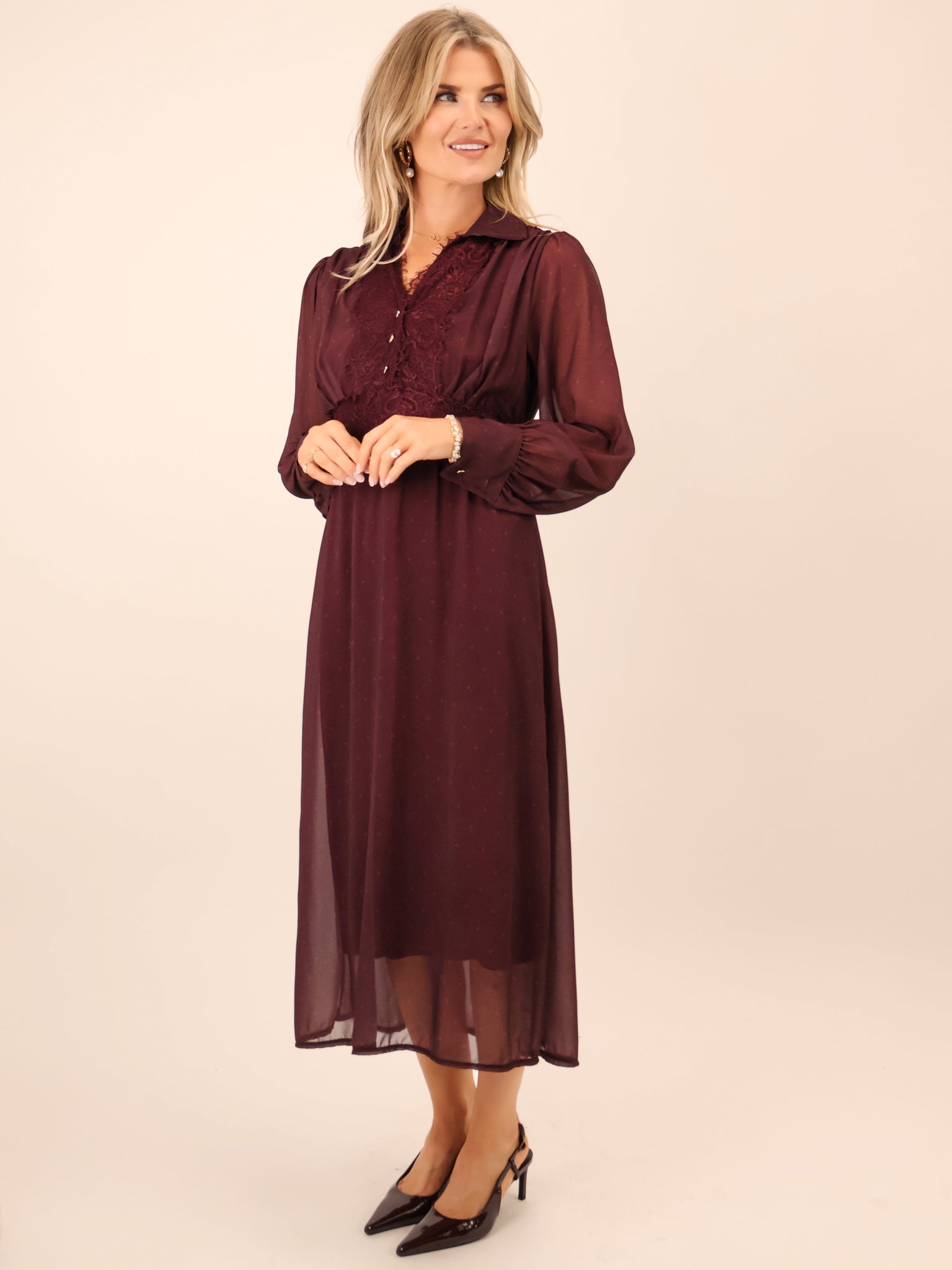 Kate & Pippa Kimi Midi Dress In Plum-Kate & Pippa