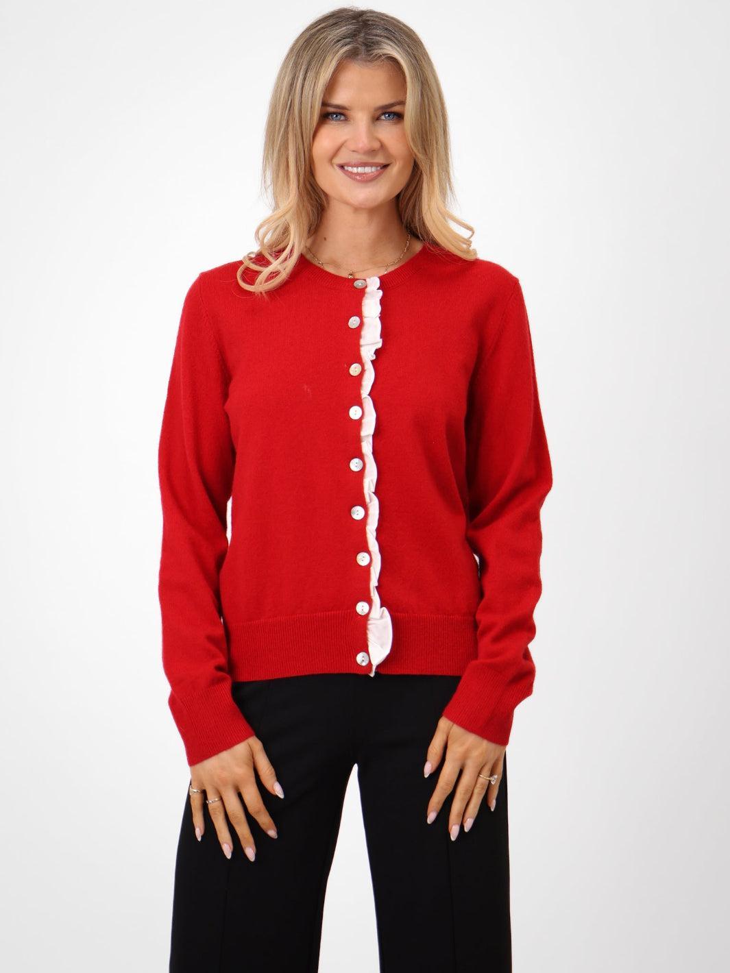 Kate & Pippa Lilah Cardigan In Red-Kate & Pippa Autumn/Winter Ladies Clothing