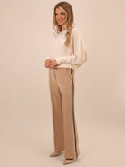 Kate & Pippa Nicks Stripe Trousers In Beige-Kate & Pippa
