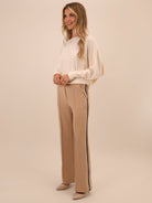 Kate & Pippa Nicks Stripe Trousers In Beige-Kate & Pippa