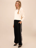 Kate & Pippa Nicks Stripe Trousers In Black-Kate & Pippa