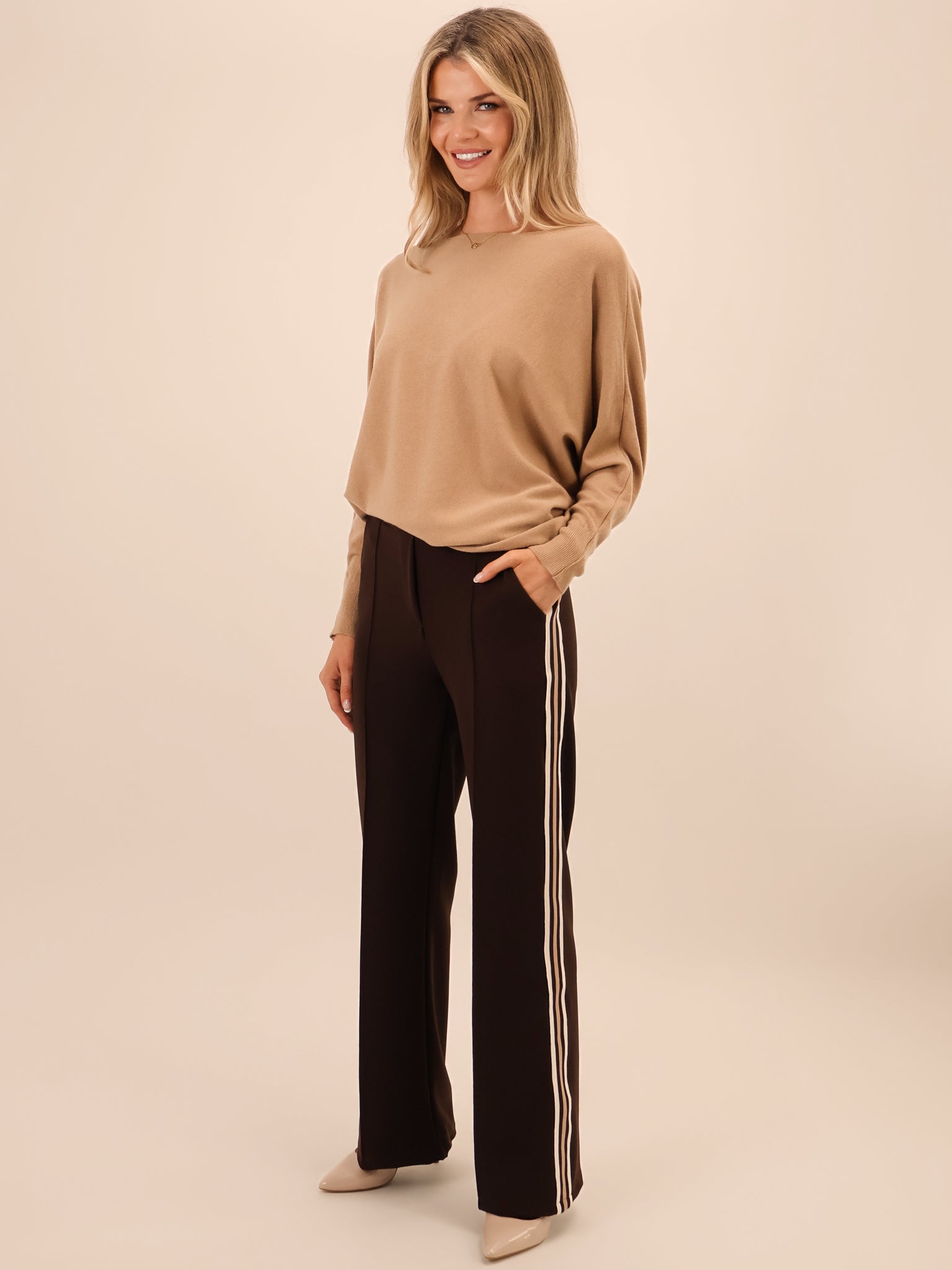 Kate & Pippa Nicks Stripe Trousers In Brown-Kate & Pippa