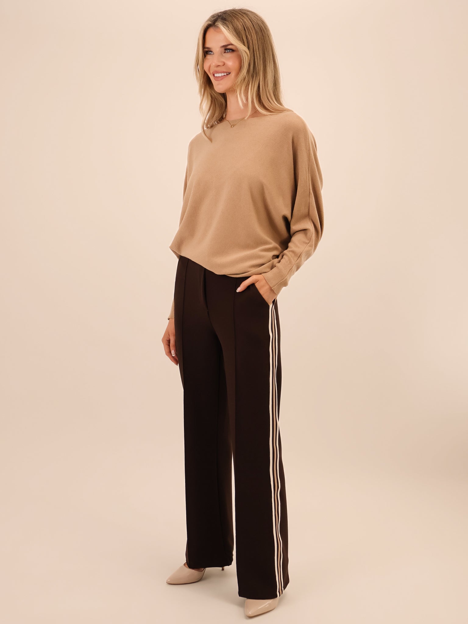 Kate & Pippa Nicks Stripe Trousers In Brown-Kate & Pippa