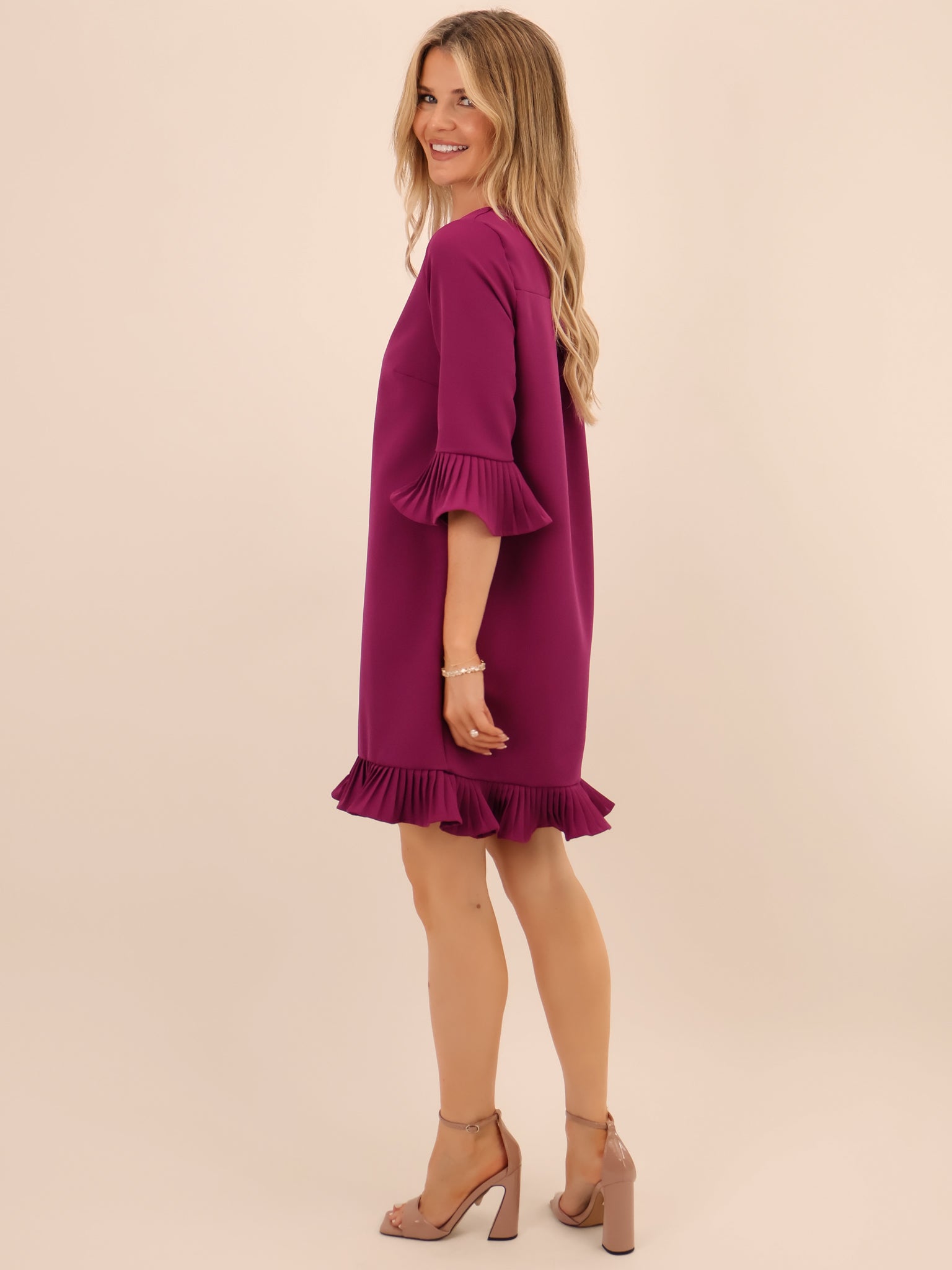 Kate & Pippa Olivia Mini Dress In Magenta-Kate & Pippa