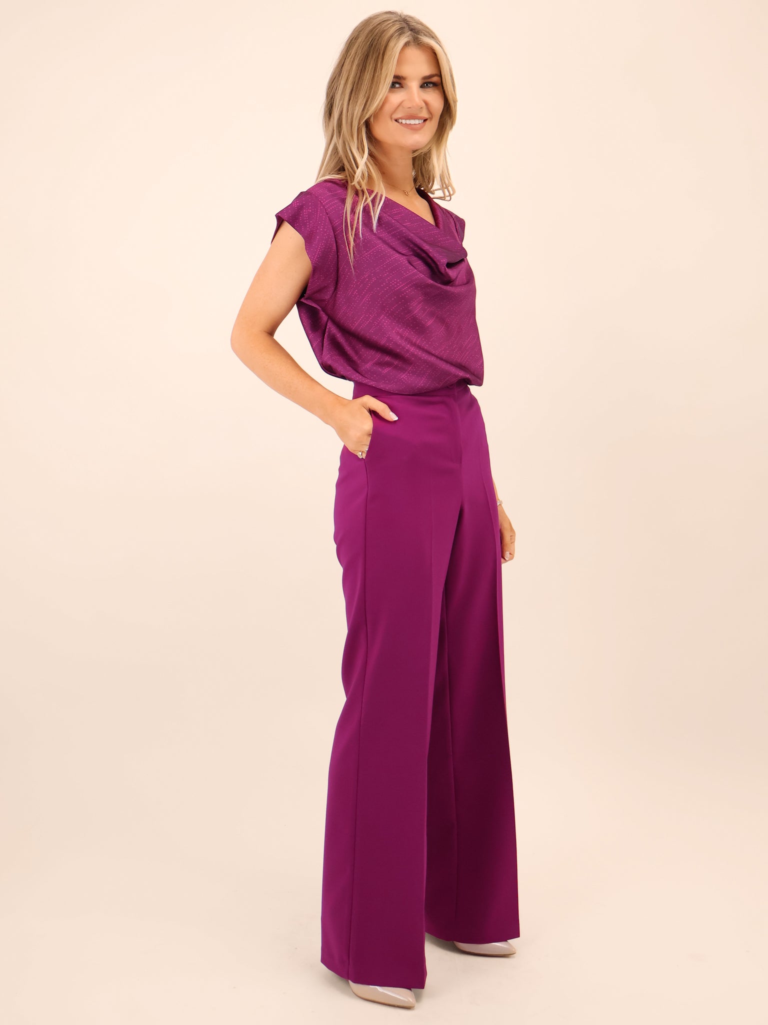 Kate & Pippa Palermo Trousers In Magenta-Nicola Ross
