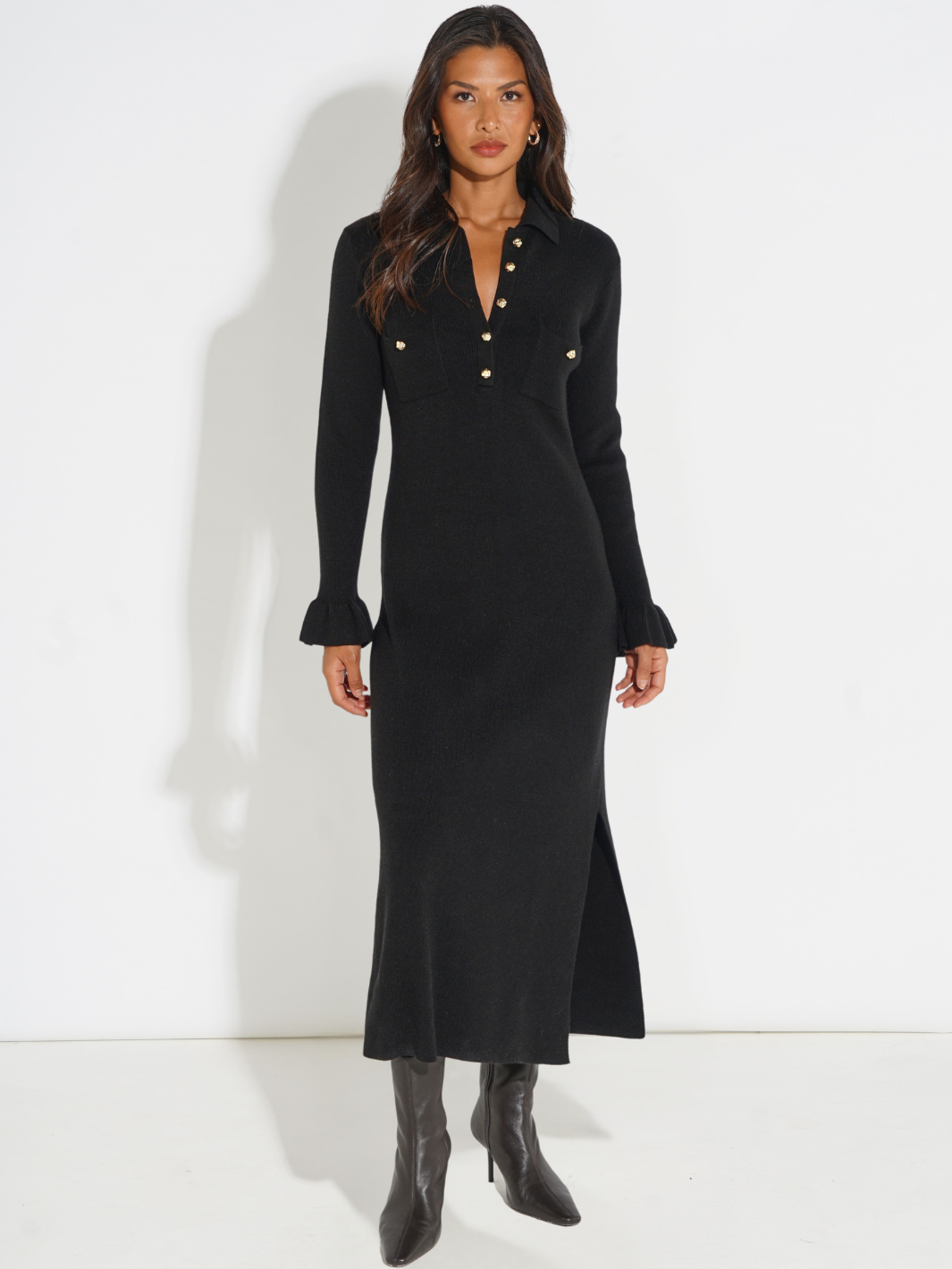Kate & Pippa Payton Knit Dress In Black-Kate & Pippa