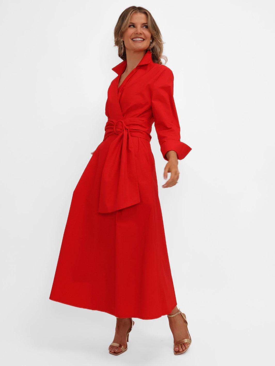 Kate & Pippa Penelope Midi Dress In Red-Kate & Pippa