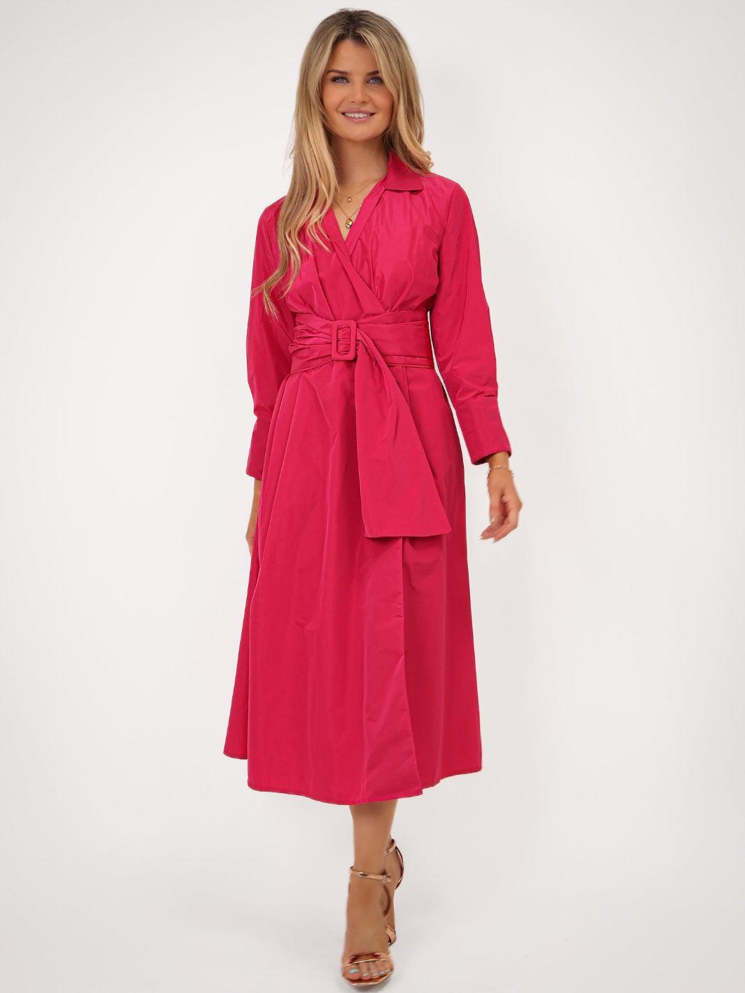 Kate & Pippa Penelope Taffeta Midi Dress In Pink-Kate & Pippa Autumn/Winter Ladies Clothing