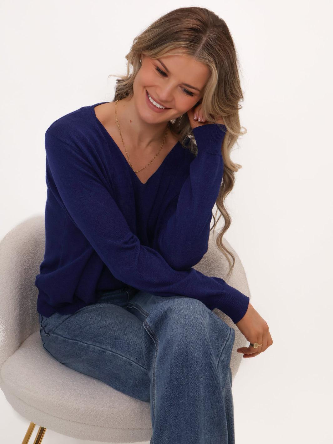 Kate & Pippa Poppy Two-In-One Cardigan In Navy-Kate & Pippa