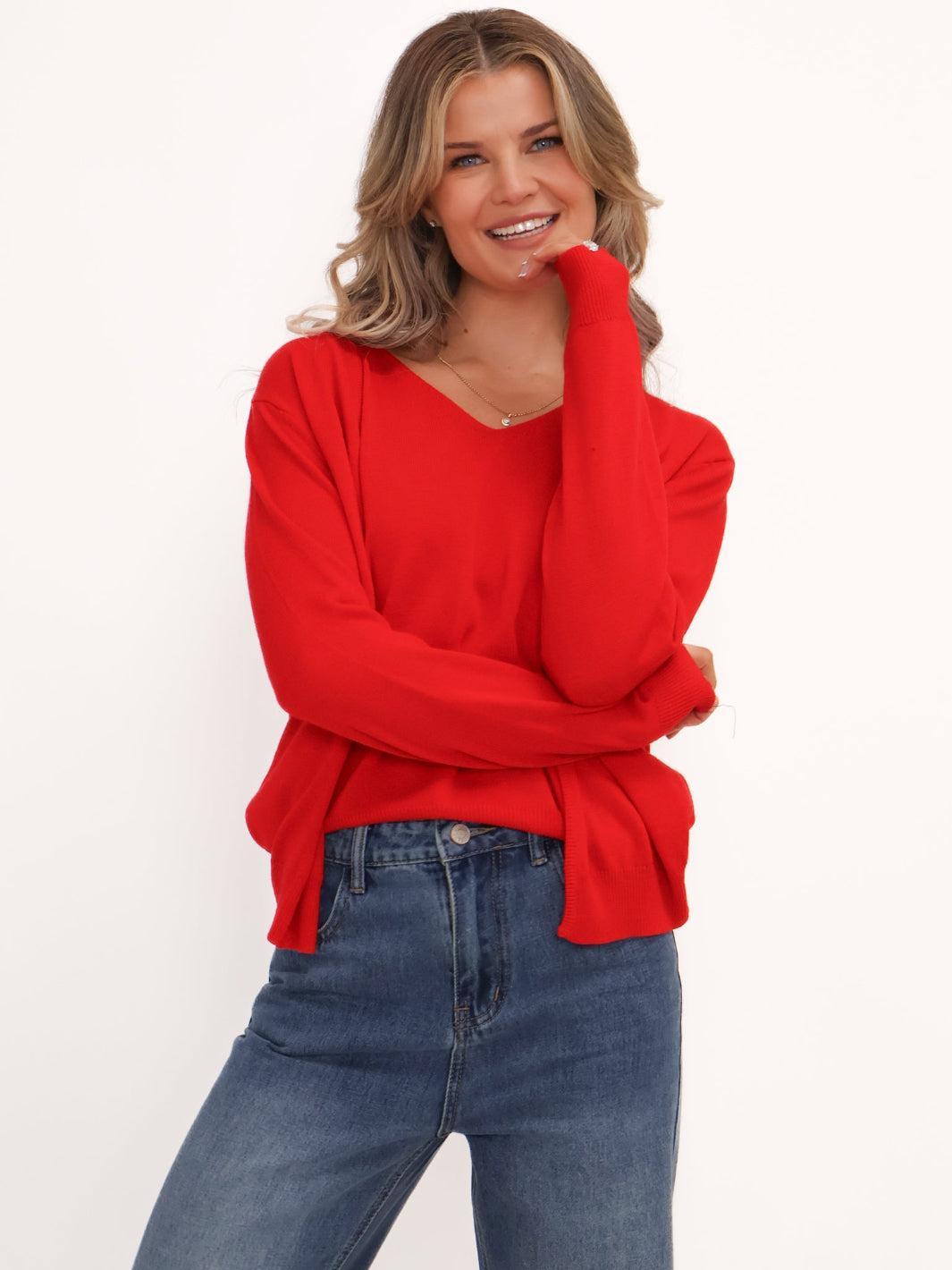 Kate & Pippa Poppy Two-In-One Cardigan In Red-Kate & Pippa