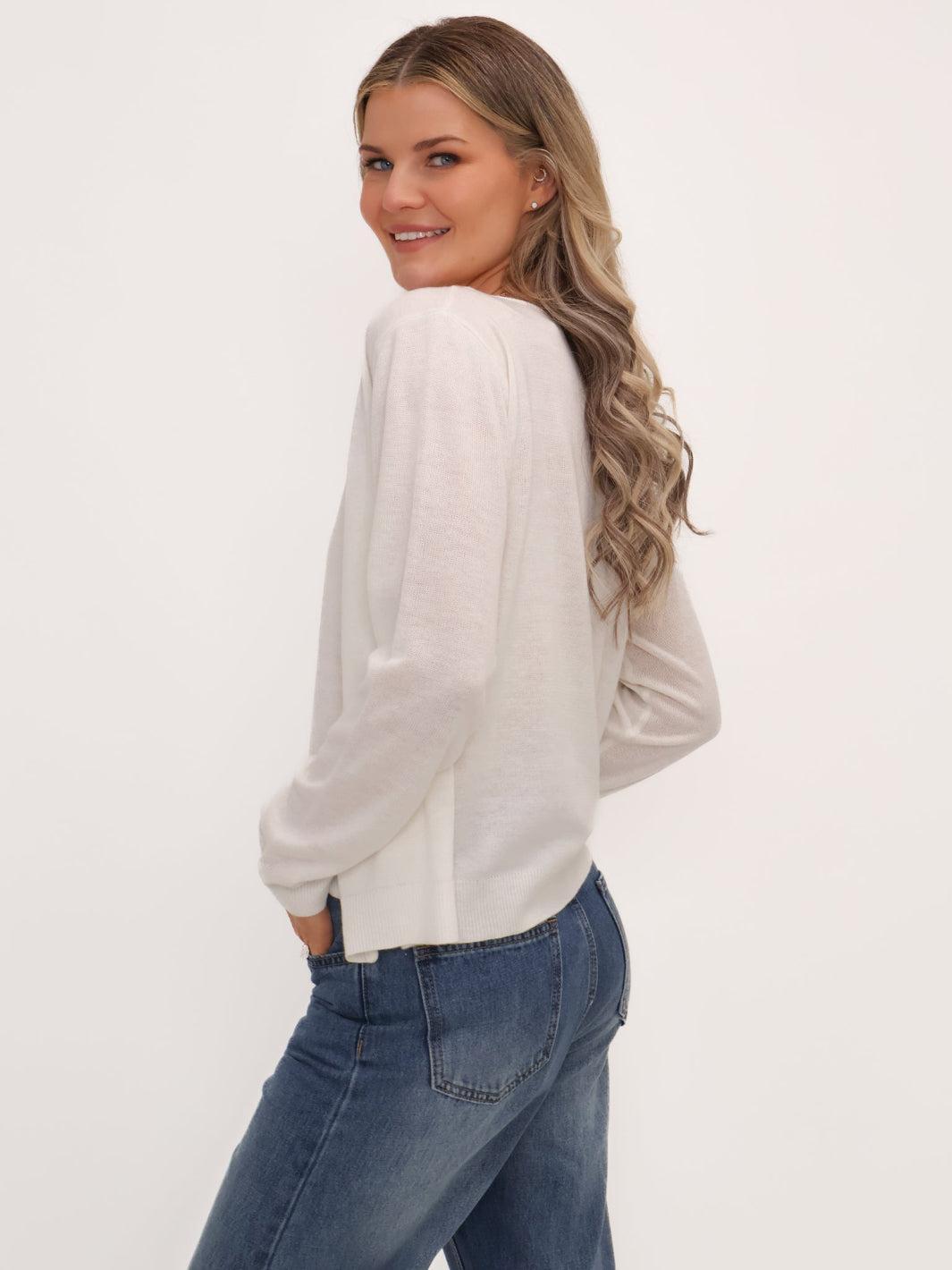 Kate & Pippa Poppy Two-In-One Cardigan In White-Kate & Pippa