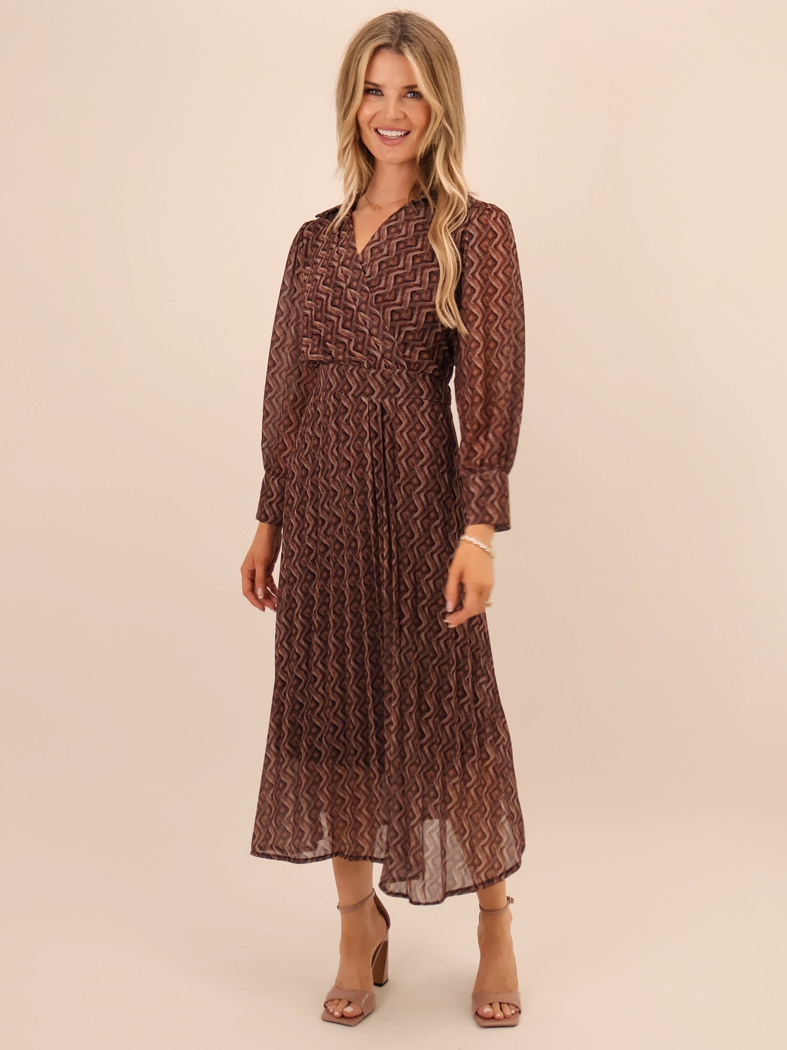 Kate & Pippa Positano Midi Dress In Brown-Kate & Pippa