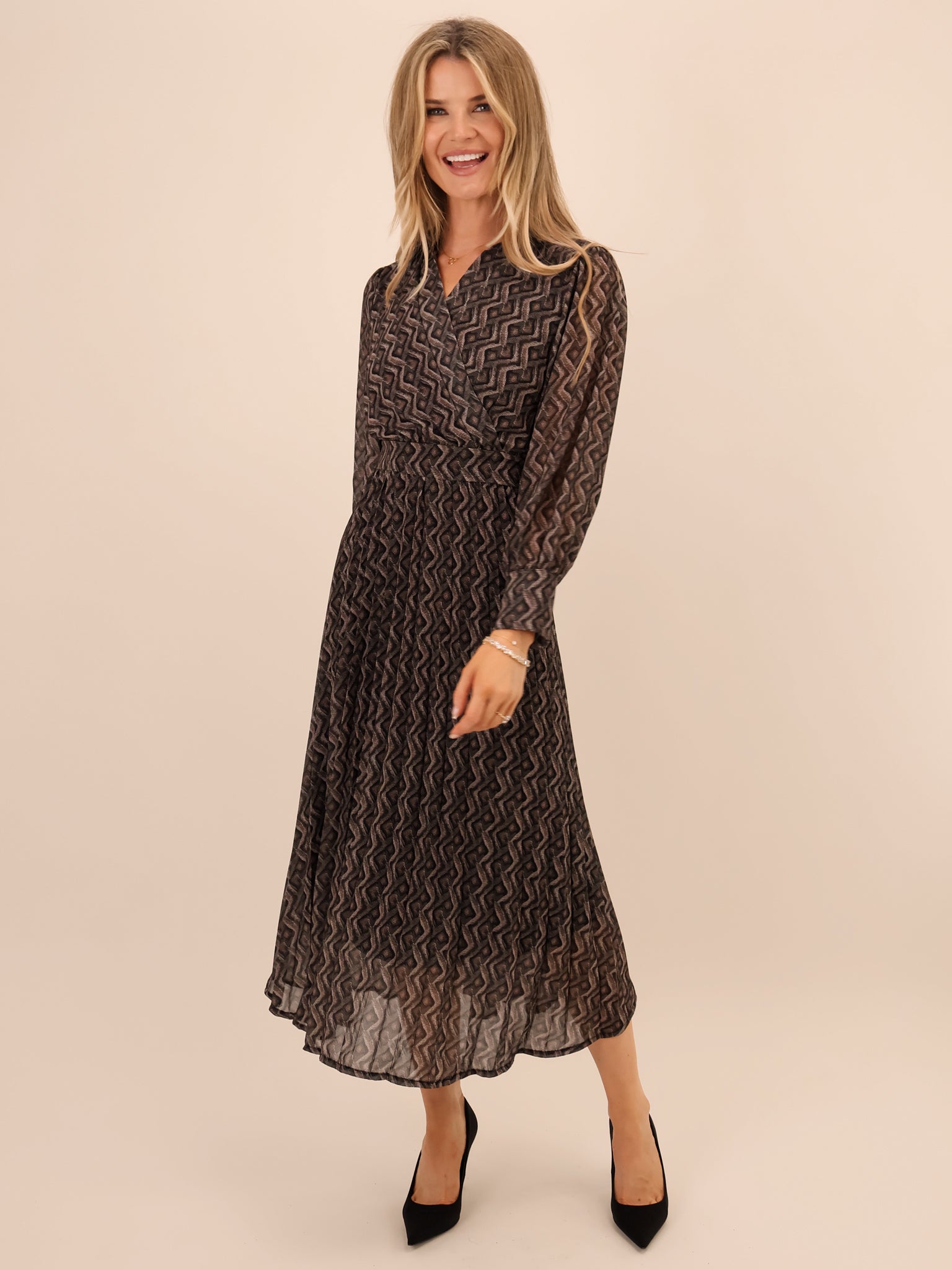 Kate & Pippa Positano Midi Dress In Grey-Kate & Pippa