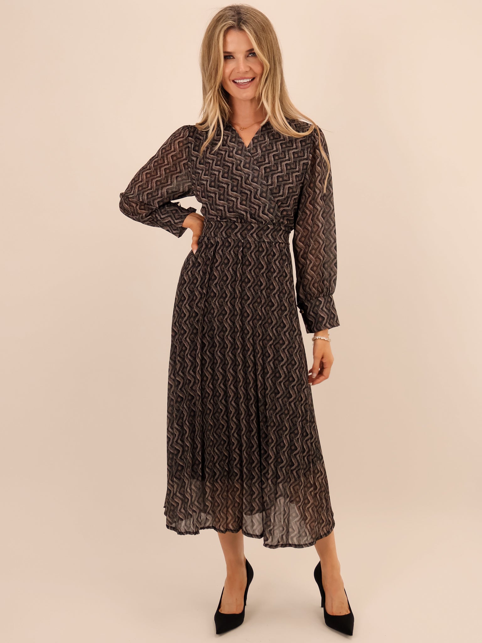 Kate & Pippa Positano Midi Dress In Grey-Kate & Pippa