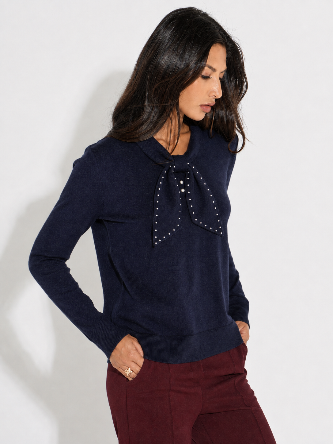 Kate & Pippa Presley Knit Top In Navy-Kate & Pippa