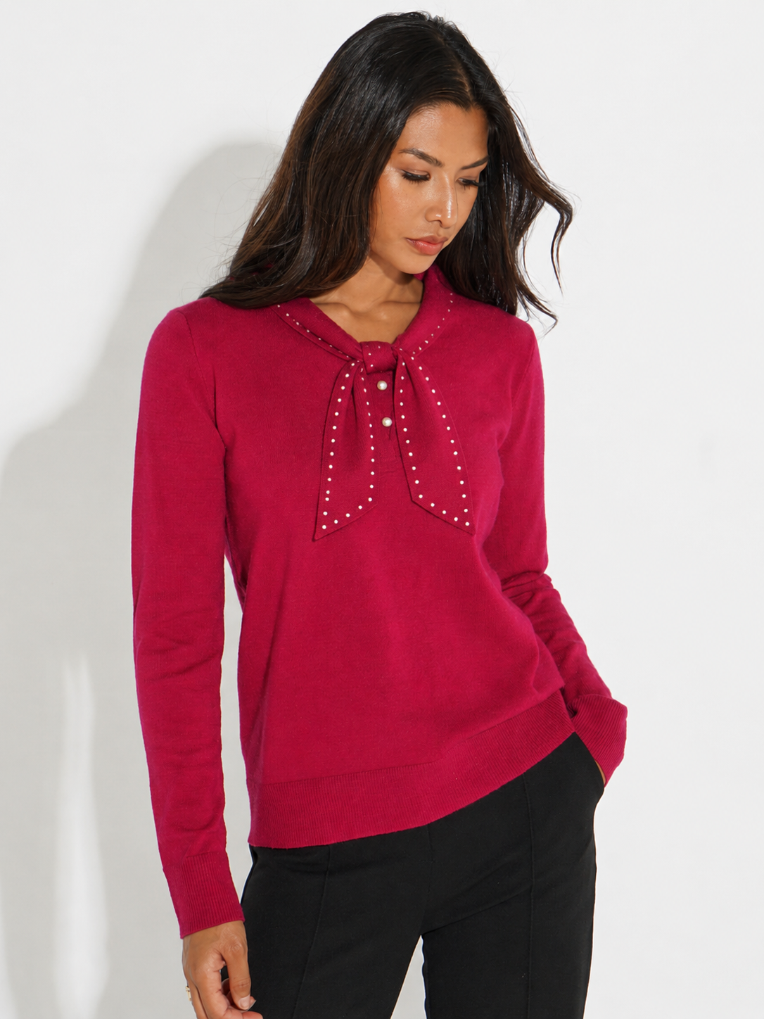 Kate & Pippa Presley Knit Top In Raspberry-Kate & Pippa