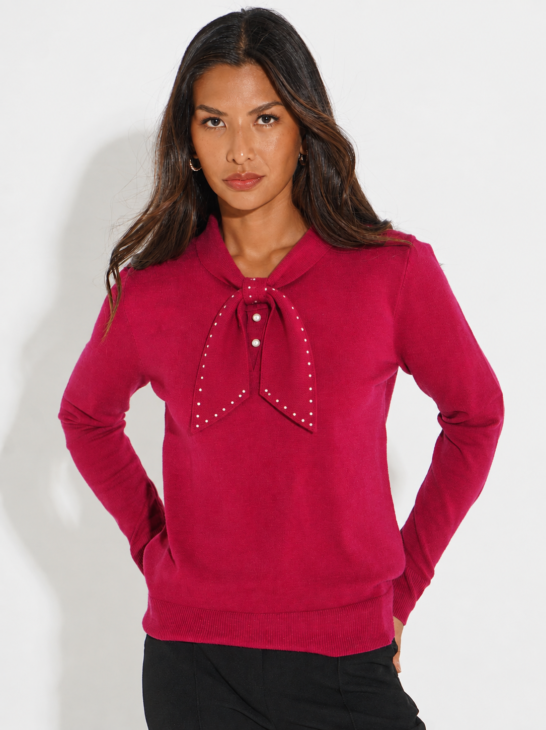 Kate & Pippa Presley Knit Top In Raspberry-Kate & Pippa