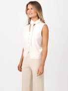 Kate & Pippa Robyn Knit Waistcoat With Neck Scarf In White-Kate & Pippa