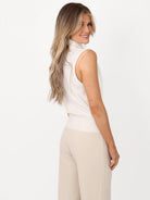 Kate & Pippa Robyn Knit Waistcoat With Neck Scarf In White-Kate & Pippa
