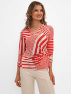 Kate & Pippa Rocco Top In Red Stripe Print-Kate & Pippa