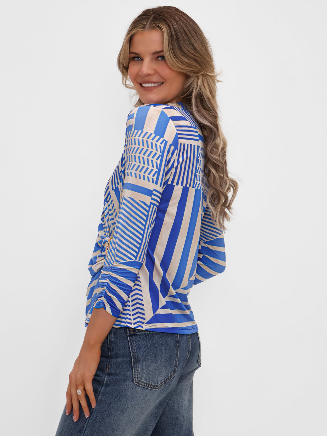 Kate & Pippa Rocco Top In Royal Blue Stripe Print-Kate & Pippa
