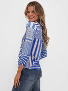 Kate & Pippa Rocco Top In Royal Blue Stripe Print-Kate & Pippa