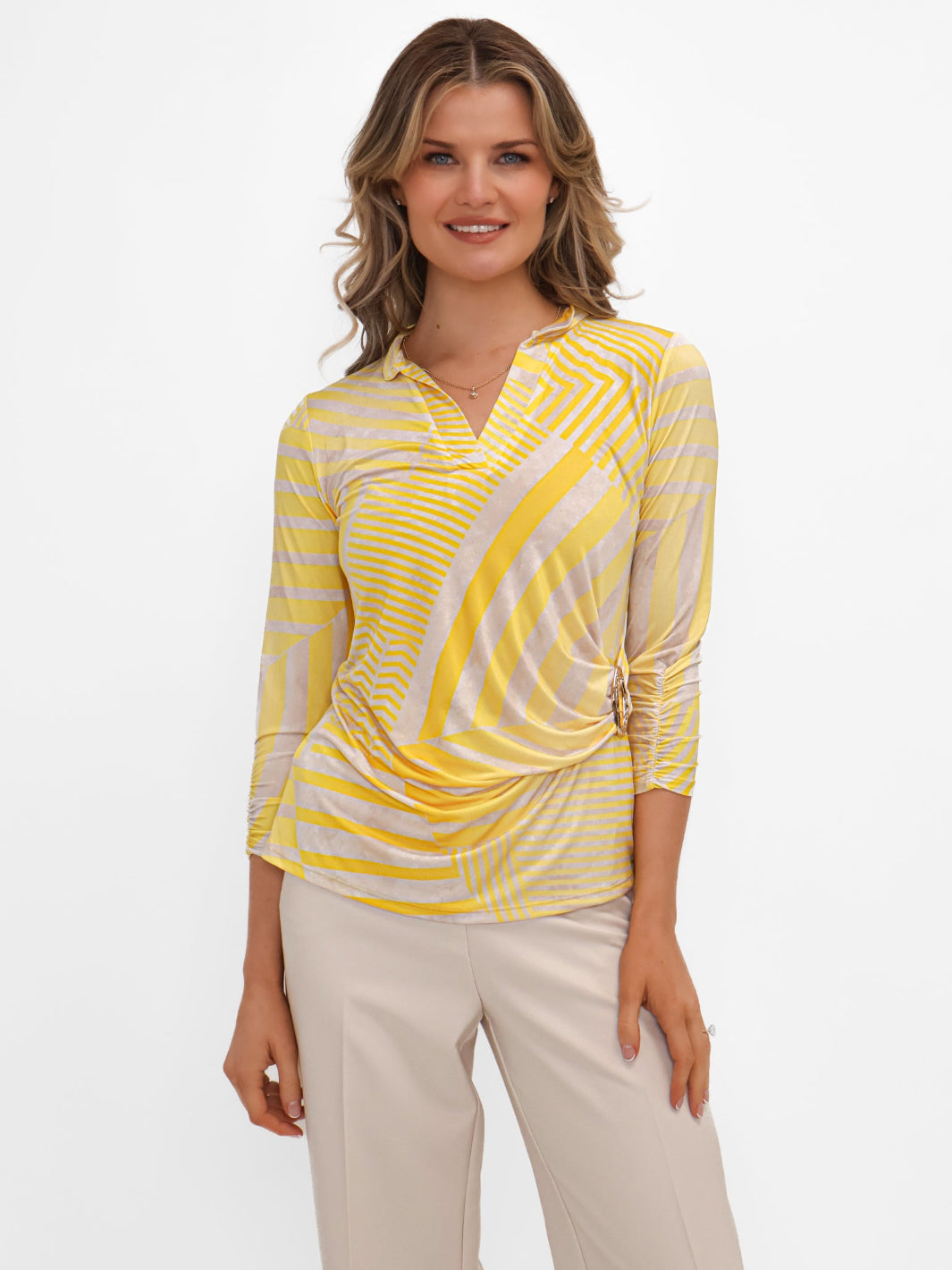 Kate & Pippa Rocco Top In Yellow Stripe Print-Kate & Pippa
