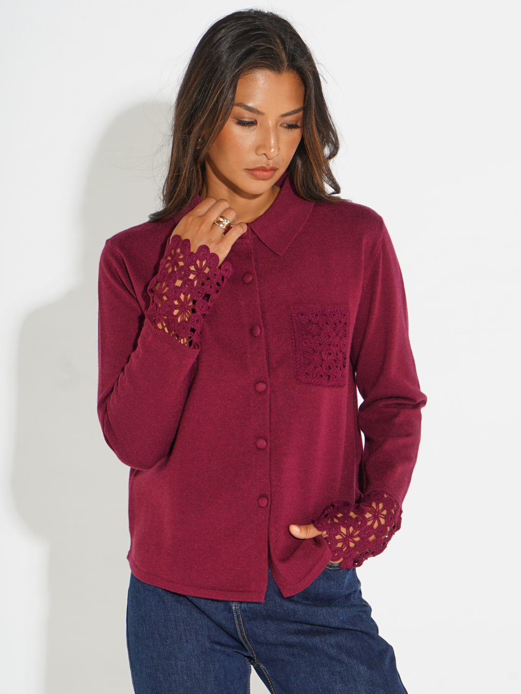 Kate & Pippa Shyloh Cardigan In Plum-Kate & Pippa