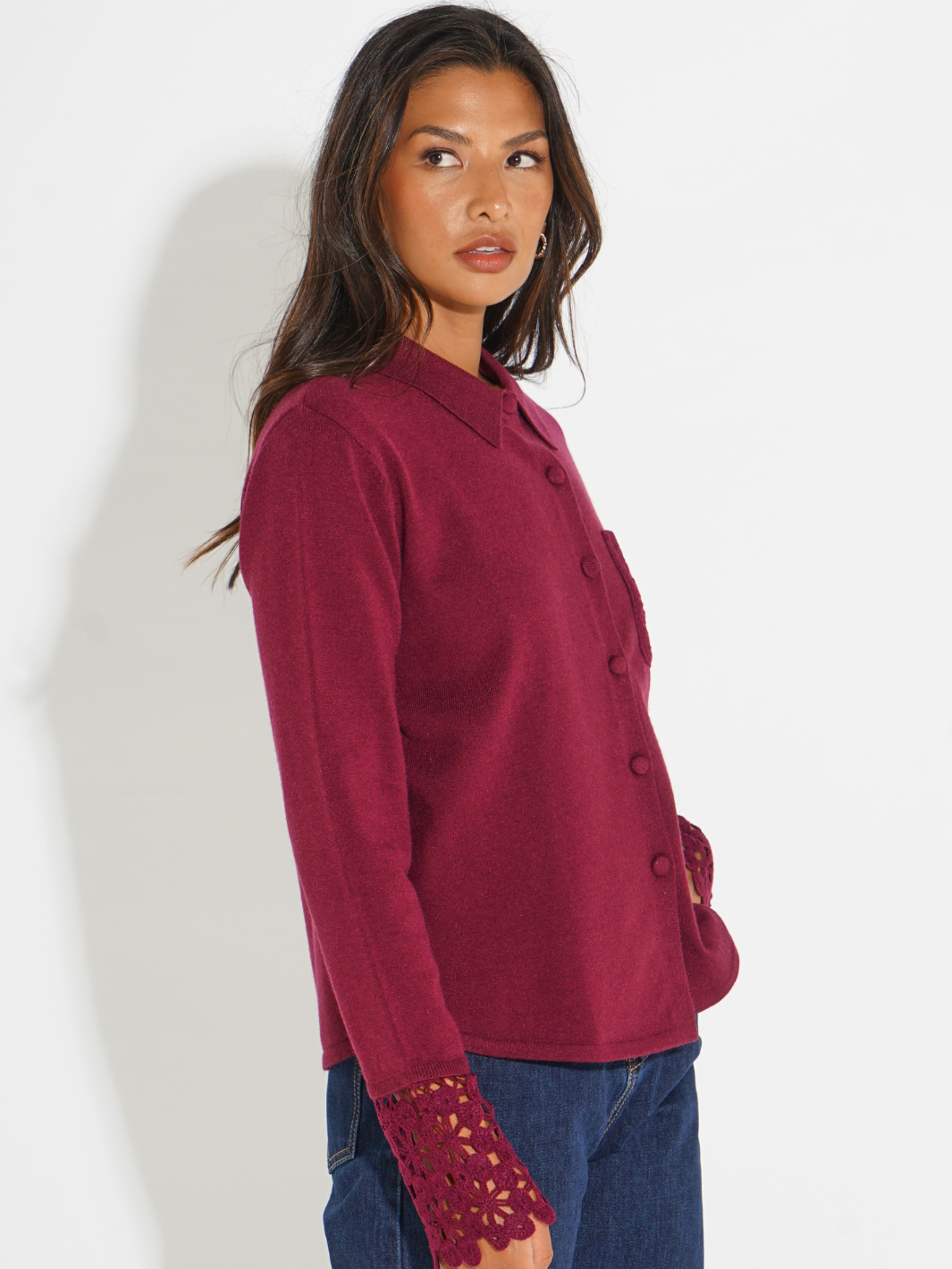 Kate & Pippa Shyloh Cardigan In Plum-Kate & Pippa
