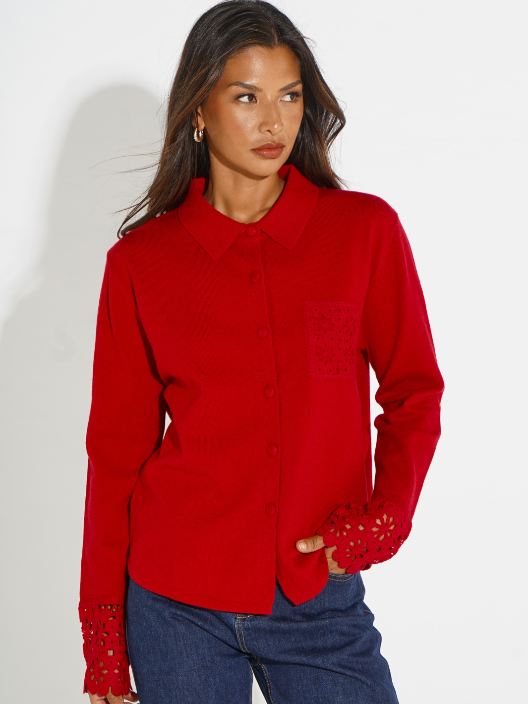 Kate & Pippa Shyloh Cardigan In Red-Kate & Pippa
