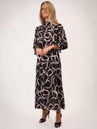Kate & Pippa Simona Midi Dress In Black / Beige-Kate & Pippa Autumn/Winter Ladies Clothing