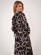 Kate & Pippa Simona Midi Dress In Black / Beige-Kate & Pippa Autumn/Winter Ladies Clothing