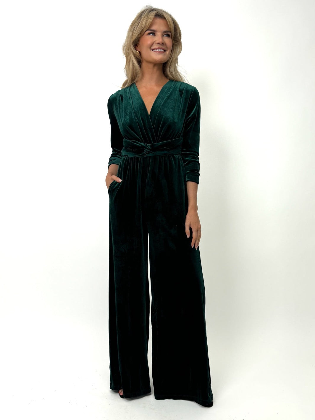 Kate Pippa Sophia Velvet Jumpsuit In Green S Green